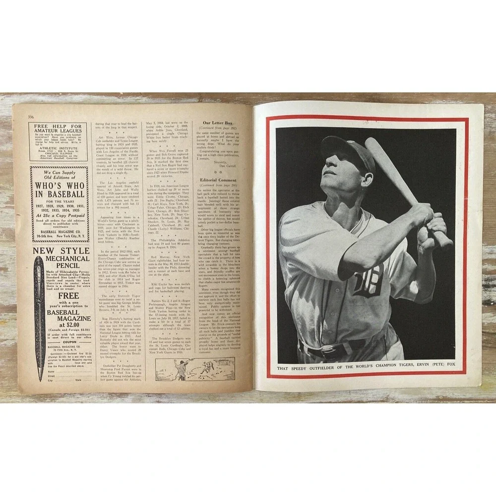 Vintage sports Baseball Magazine June 1936 Roger Cramer Ernest Lombardi